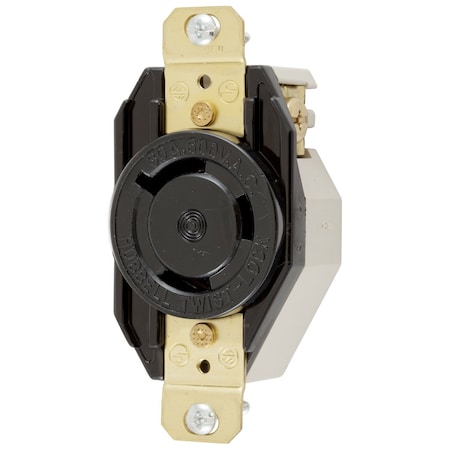 Hubbell Wiring Device-Kellems Locking Receptacle, L9-30R, 30 A, 600V AC, Single Phase, 2 Pole, Flush Mount, Screw Terminals HBL2650